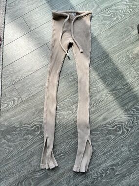 Ribbed Knit Waist Tie Belt - Taupe